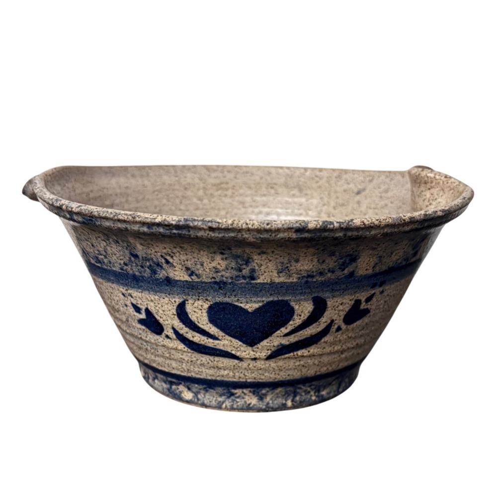 Sugarcamp Pottery | Spouted Bowl | 7.5" | Vintage Blue‎ Spongeware | Art Pottery